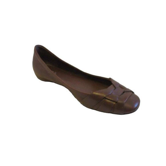 *M.P.S. Brown Squared Almond Toe Ballet Flats - Picture 1 of 9